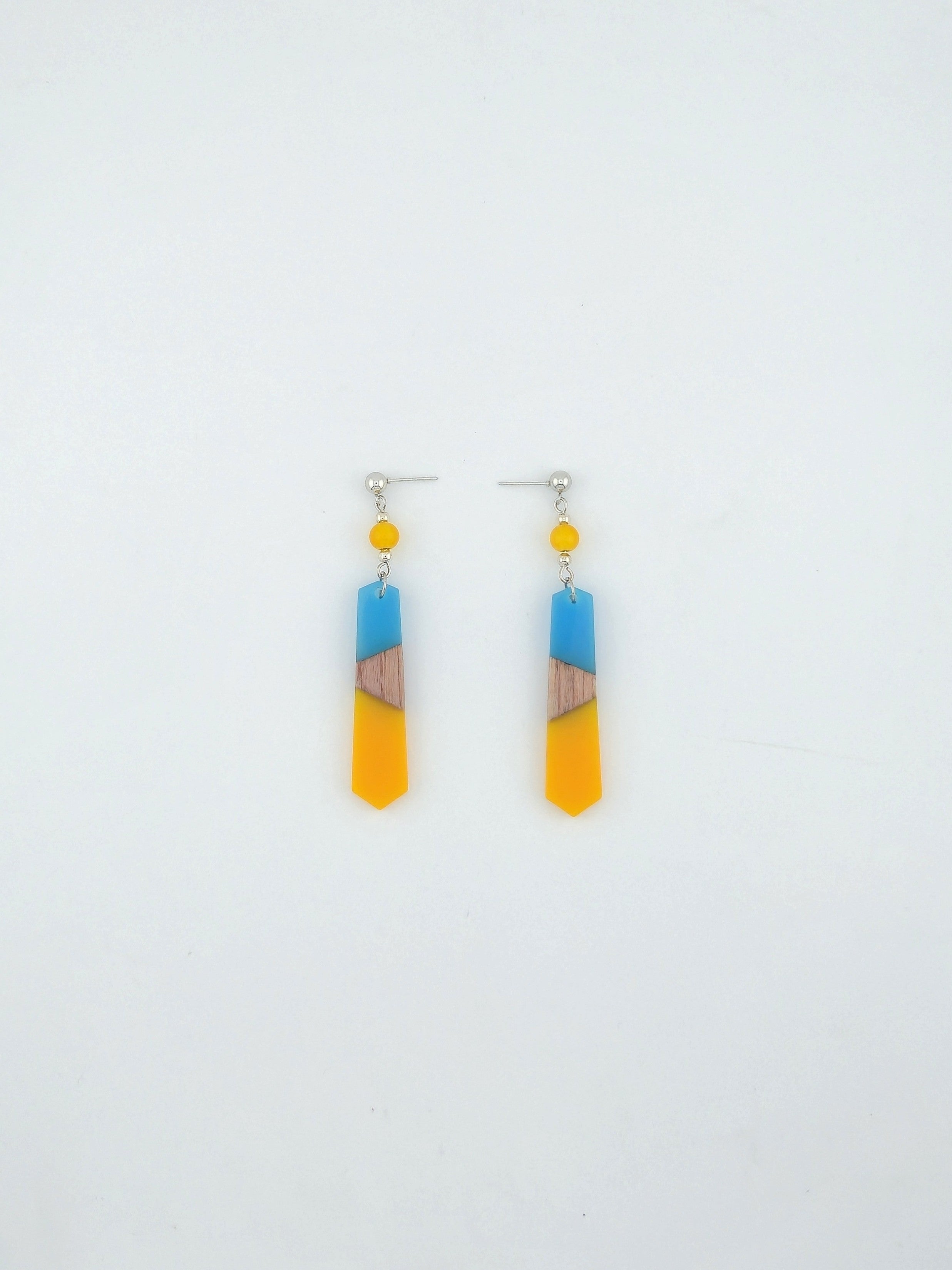 Colorful Wood/Resin Pedulum Earrings
