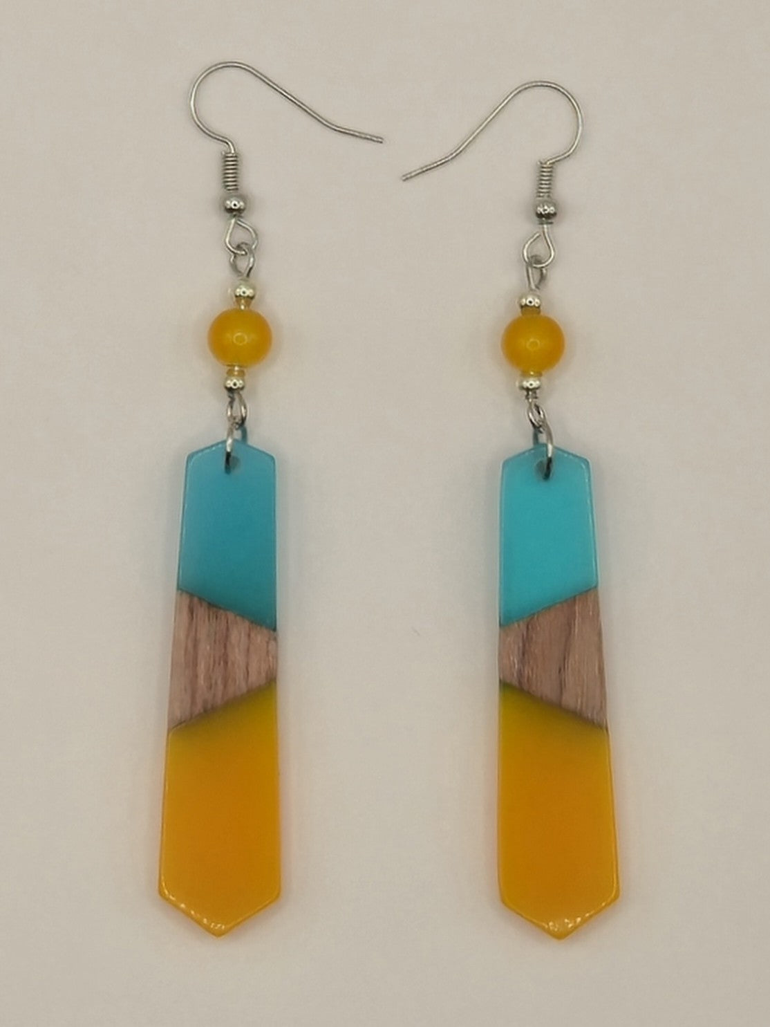 Colorful Wood/Resin Pedulum Earrings