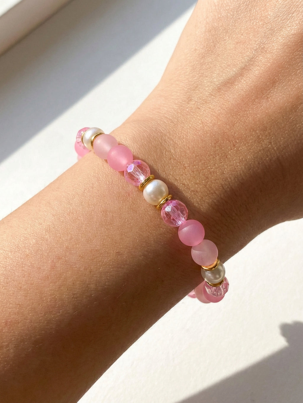 Pretty in Pink Glass Bead Bracelet