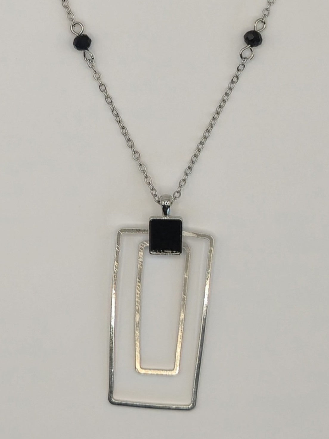 Double Rectangle Pendant Necklace