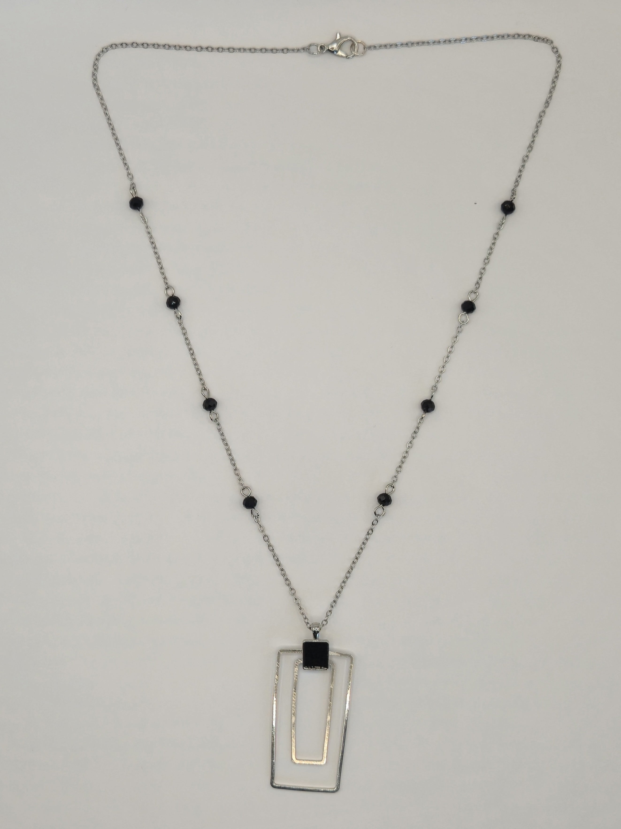 Double Rectangle Pendant Necklace
