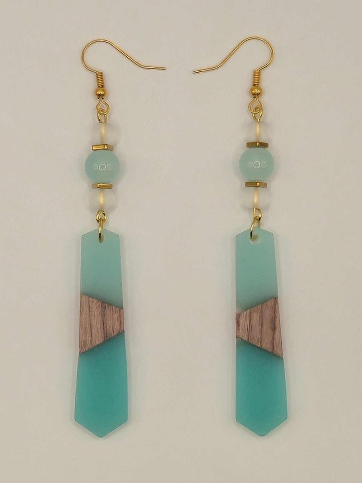 Colorful Wood/Resin Pedulum Earrings