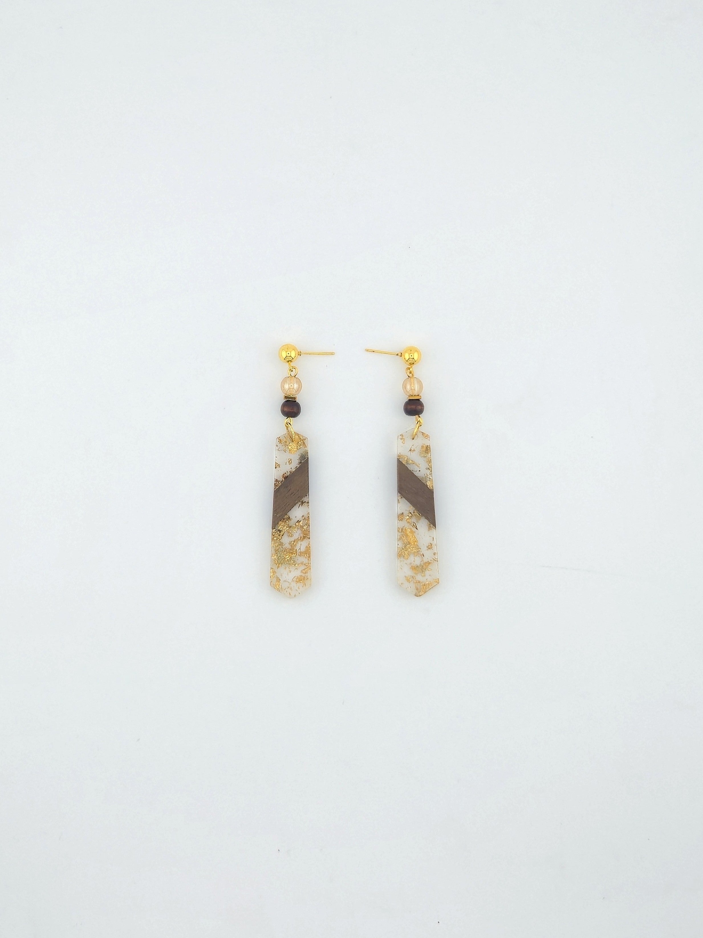 Colorful Wood/Resin Pedulum Earrings