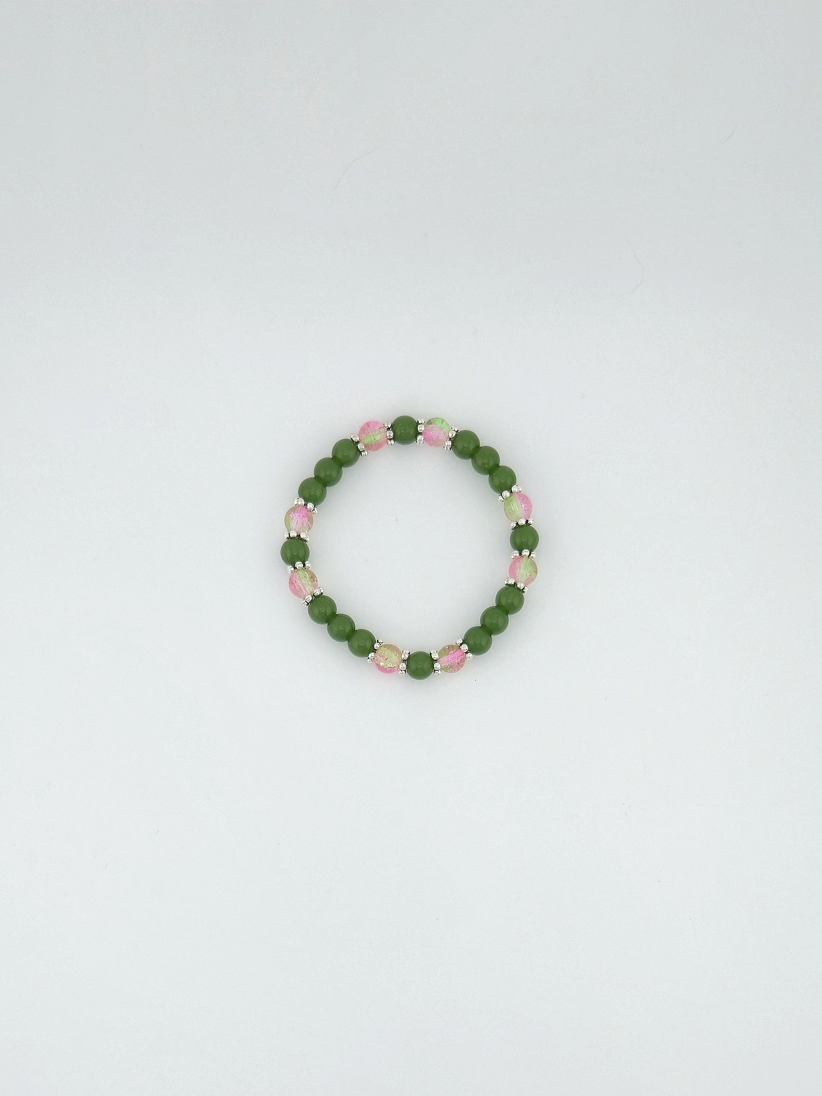 A hint of Pink Glass Bead Bracelet
